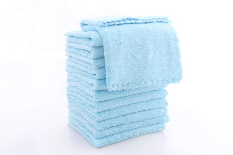 Spotted Play 12 Pack Baby Washcloths - Extra Absorbent and Soft Wash Clothes for Newborns, Infants and Toddlers - Suitable for Baby Skin and New Born - Microfiber Coral Fleece 12x12 Inches, Aquamarine - Image 2
